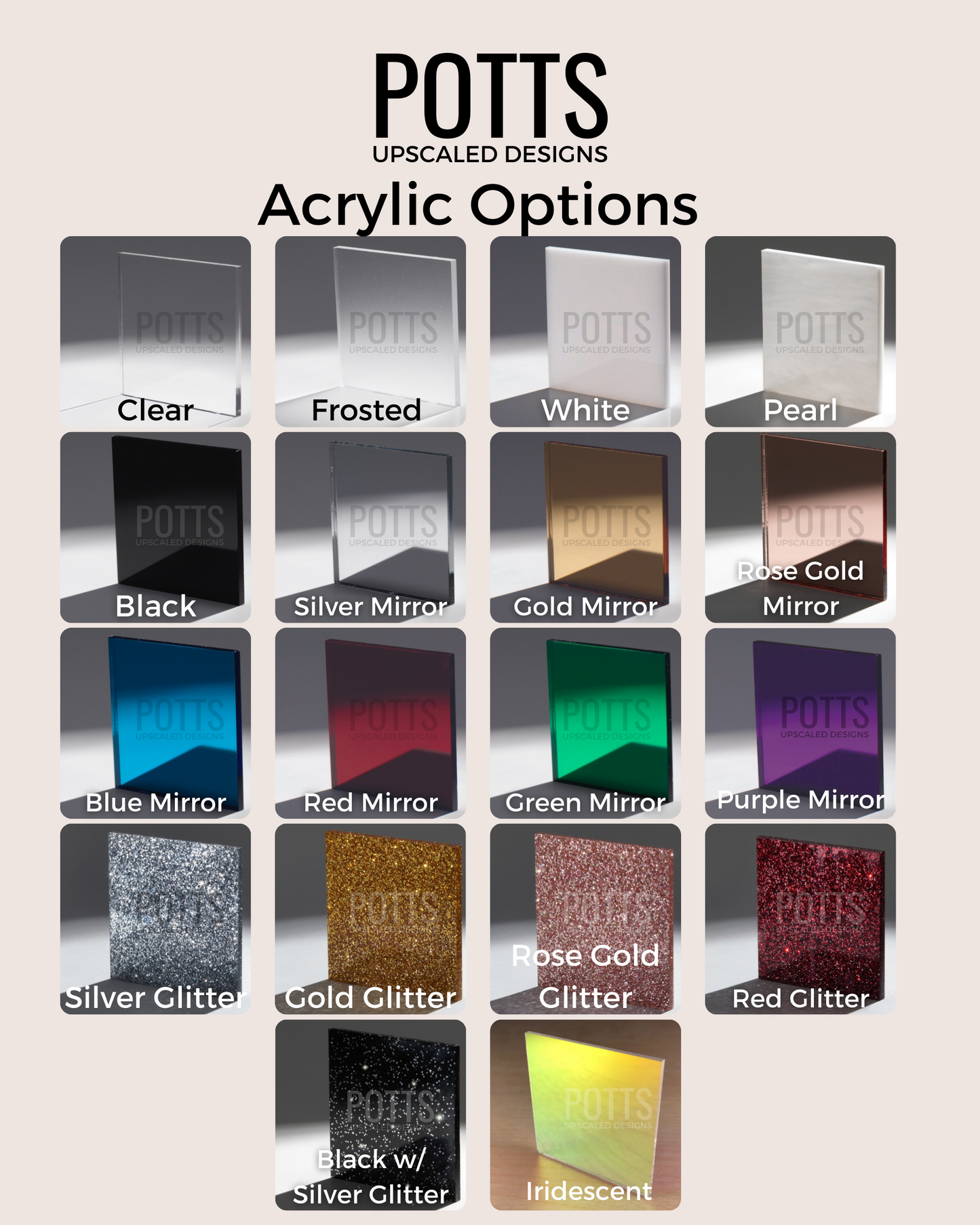 potts uspcaled designs acrylic options chart for cake topper