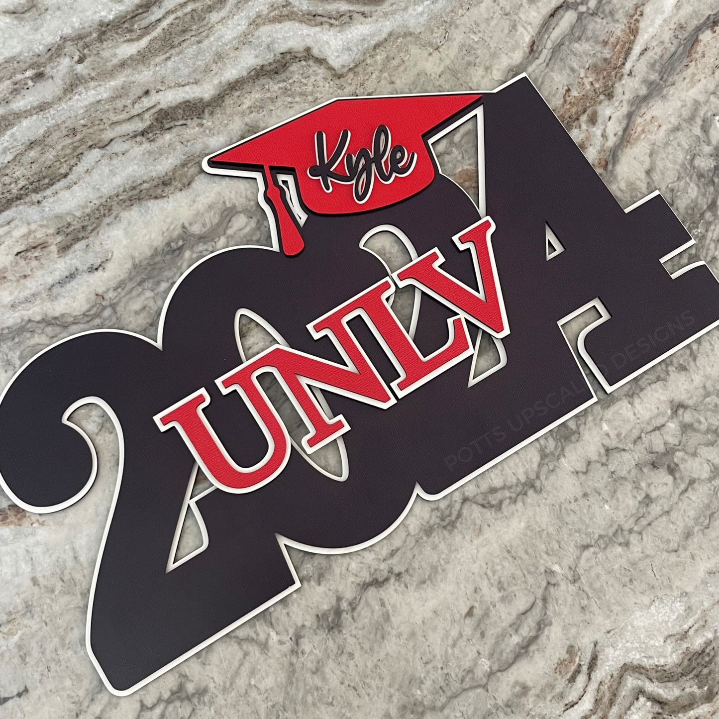 Class of 2024 Grad Sign personalized with name and school for senior photography prop and grad party decor