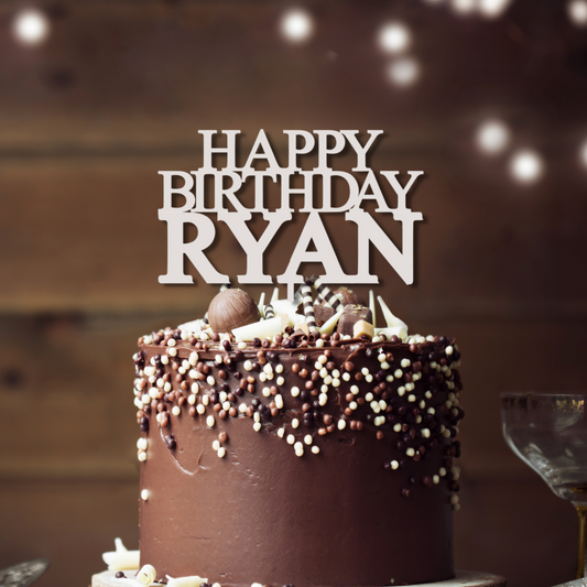 Masculine Happy Birthday Cake Topper for Men's Cake, Brown Cake, Birthday Party Decor