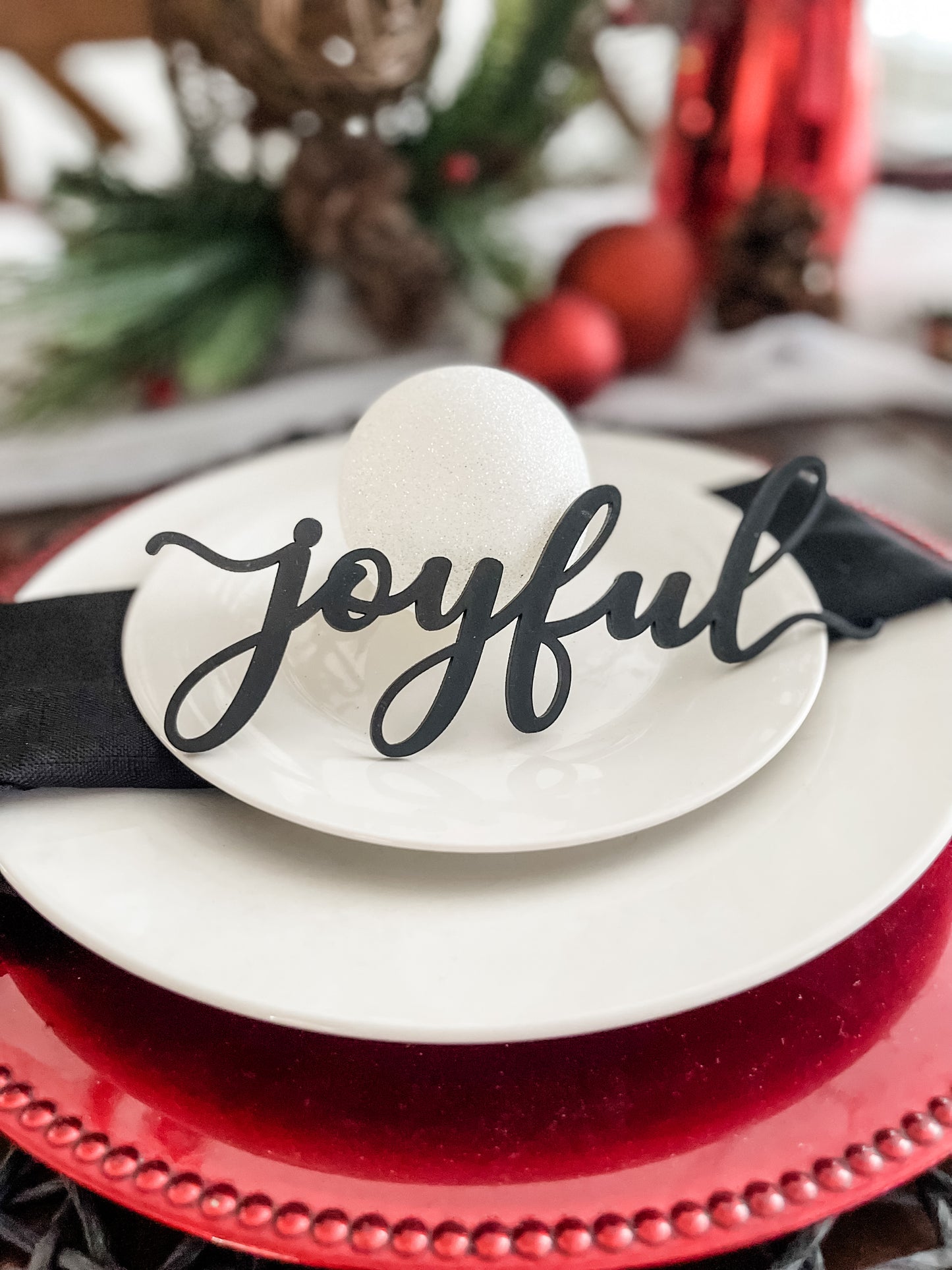 Joyful Place Card to Decorate your Christmas Party, Dinner Place Setting, Holiday Decor