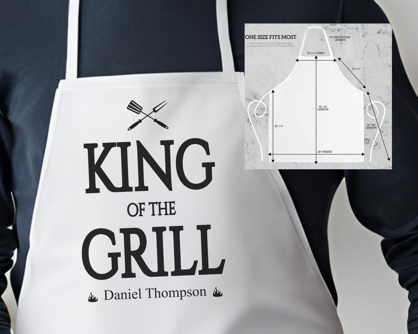 King of the Grill - Cutting Board & Apron Gift Bundle