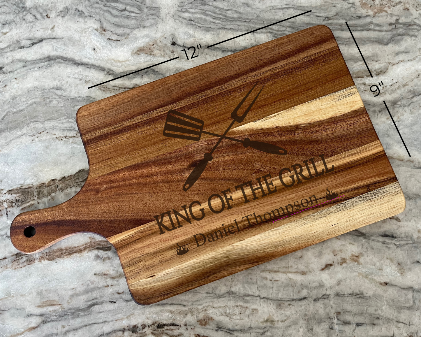 King of the Grill - Cutting Board & Apron Gift Bundle