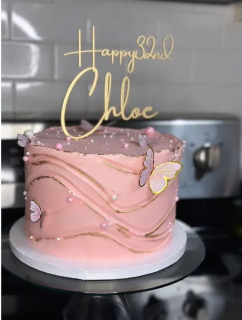 Personalized Happy Birthday Cake Topper | Custom Name & Year | Handwritten Cursive Font | Wood & Acrylic Options | Glitter, Metallic & Mirror Finishes | Bestseller