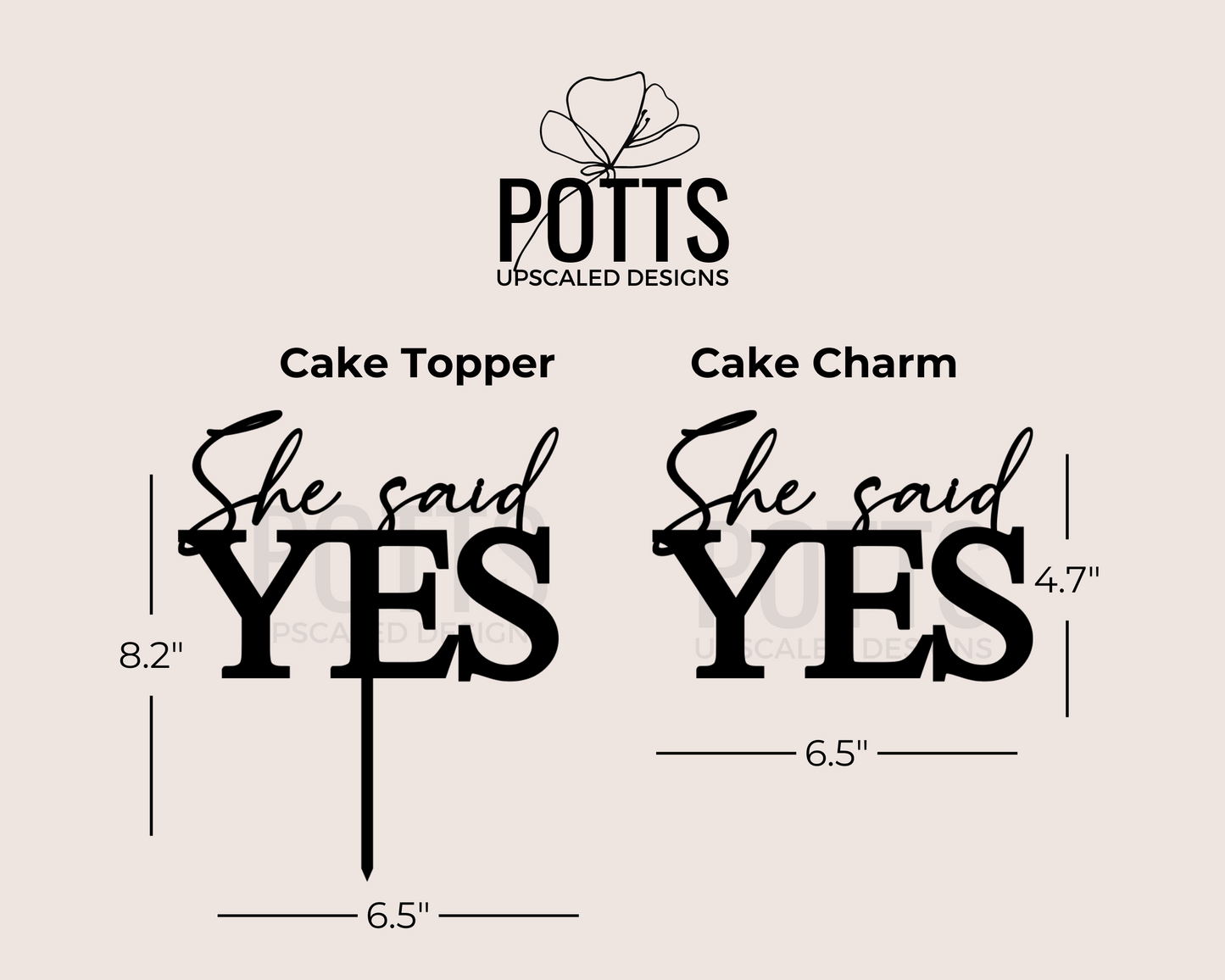 She Said Yes Cake Topper or Charm for Engagement Party