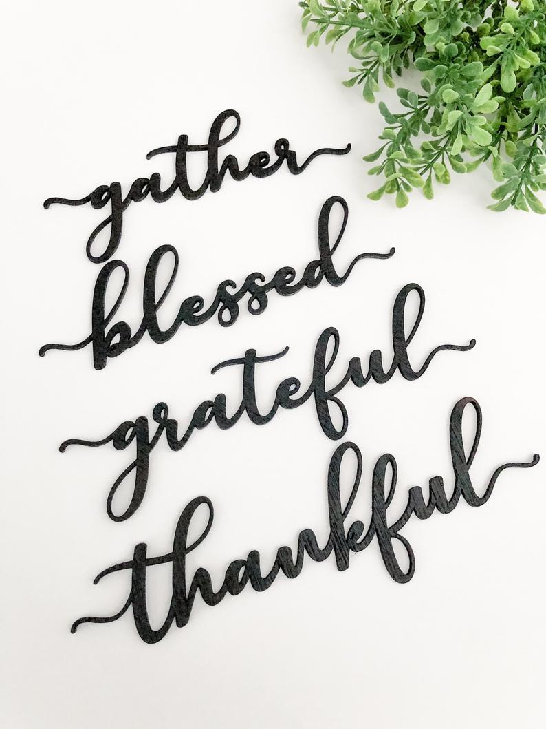 Thanksgiving Place Cards Table Decor - Thankful, Grateful, Blessed and Gather