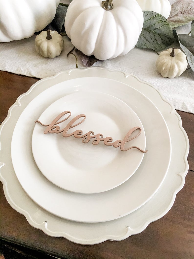 Thanksgiving Place Cards Table Decor - Thankful, Grateful, Blessed and Gather