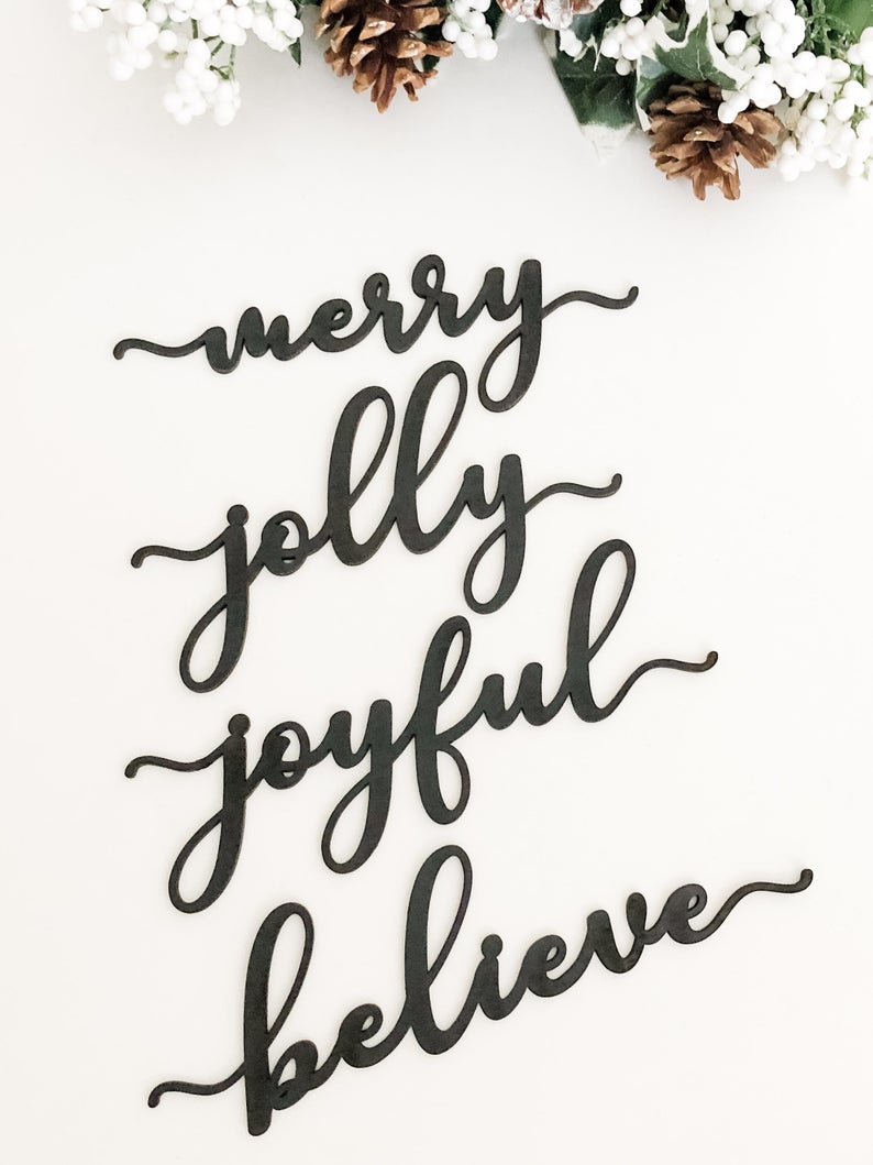 Holiday Words to decorate your Christmas Party Dinner Place Settings
