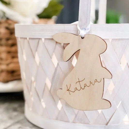 Name Tag in the shape of a bunny for a easter basket name tag