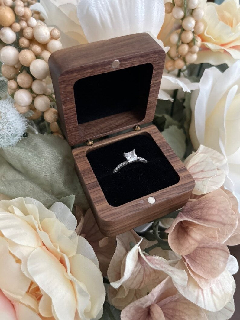 Wedding Ring Box - Engraved Wood