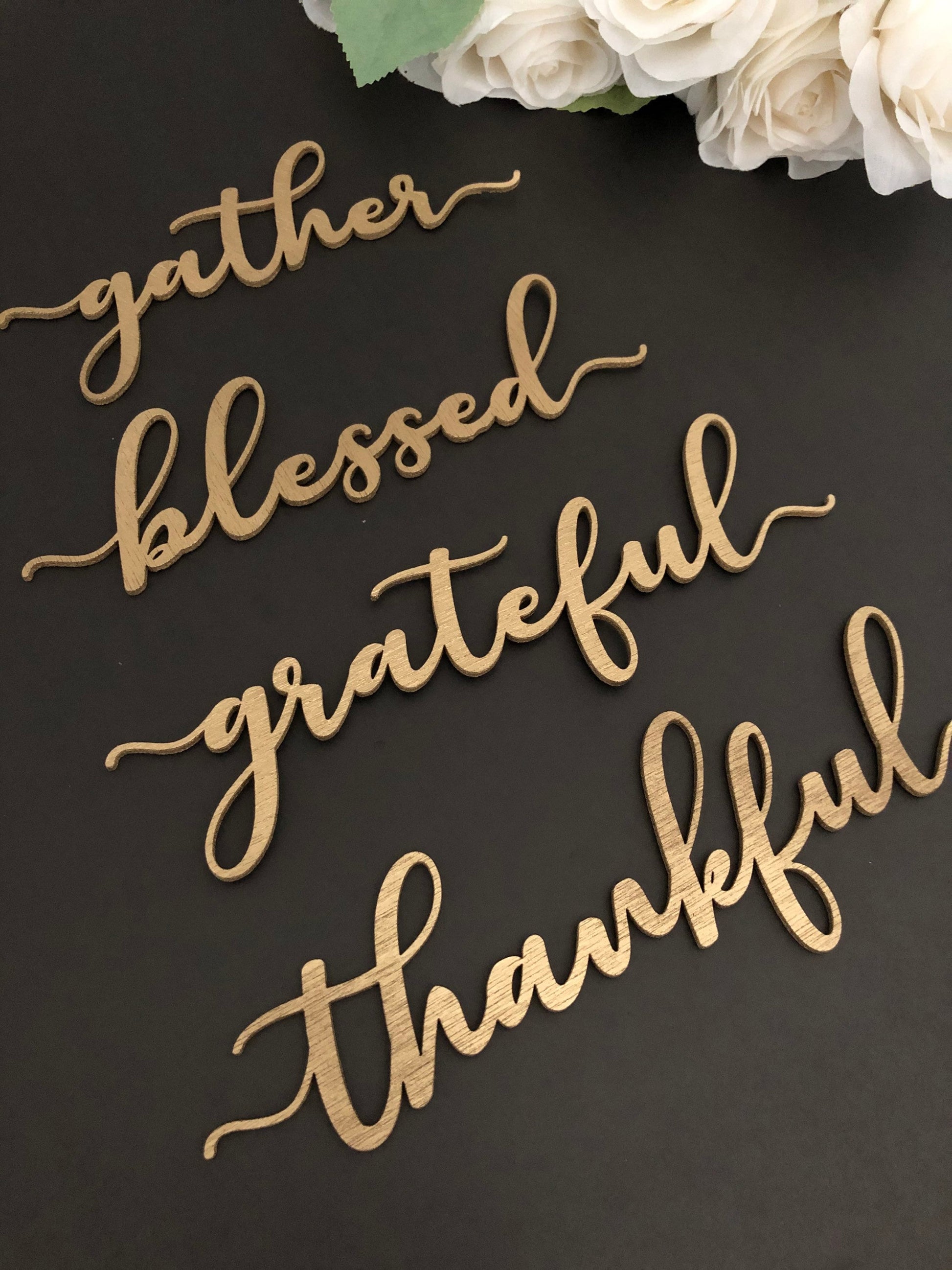 Thanksgiving Decor, Thankful Place Card, Grateful Blessed Gather, Fall Table Decoration, Holiday Plate Ornament, Farmhouse Decor
