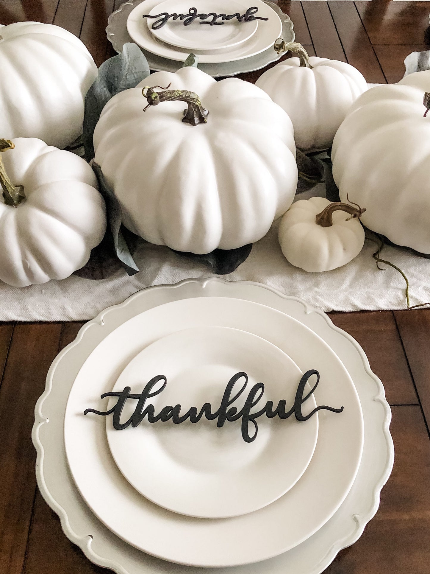 Thanksgiving Place Cards, Fall Table Decor, Thankful Word Plates, Holiday Place Setting, Gold Thankful Sign, Blessed Grateful Gather