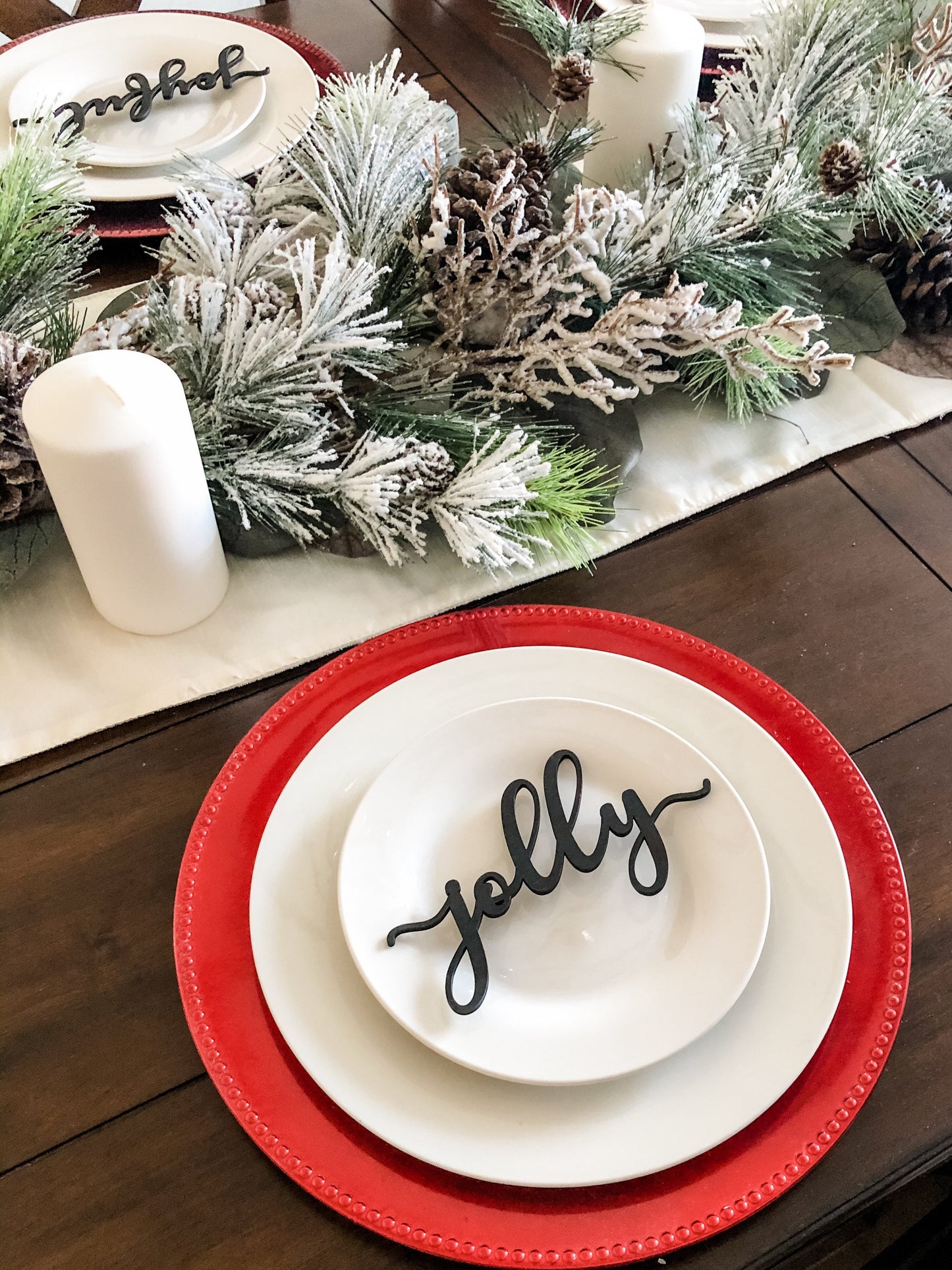 Christmas Table Decor, Believe Merry, Joyful, Jolly, Christmas Wood Sign, Farmhouse Decor, Holiday Place Cards, Place Setting Decor