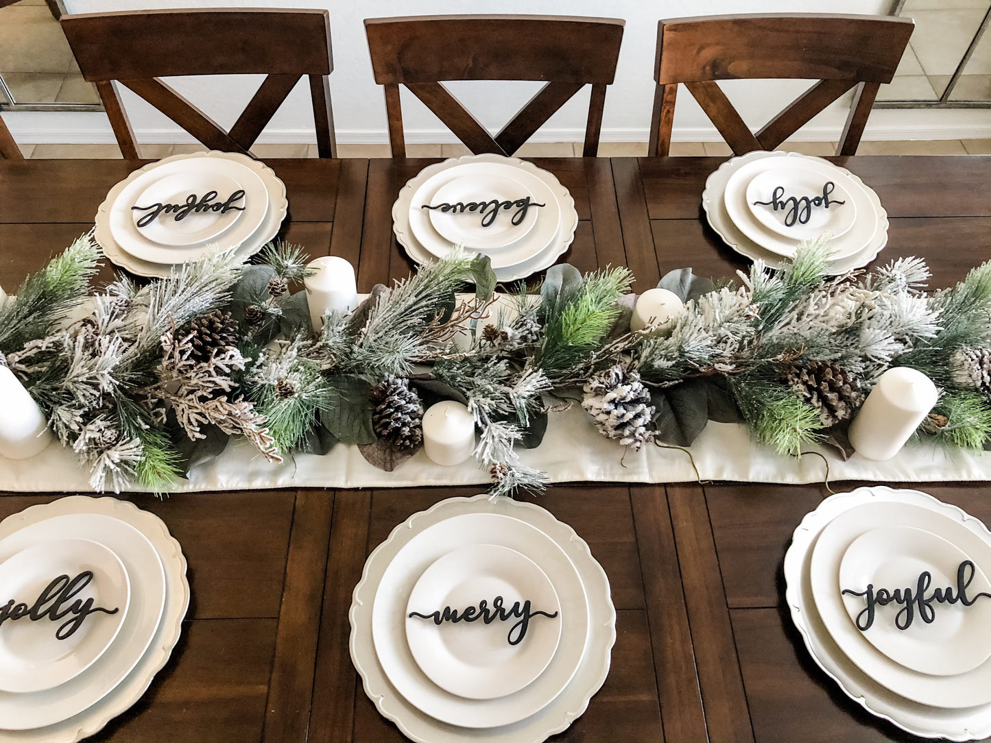 Christmas Wood Place Card: Holiday Table Setting Decor