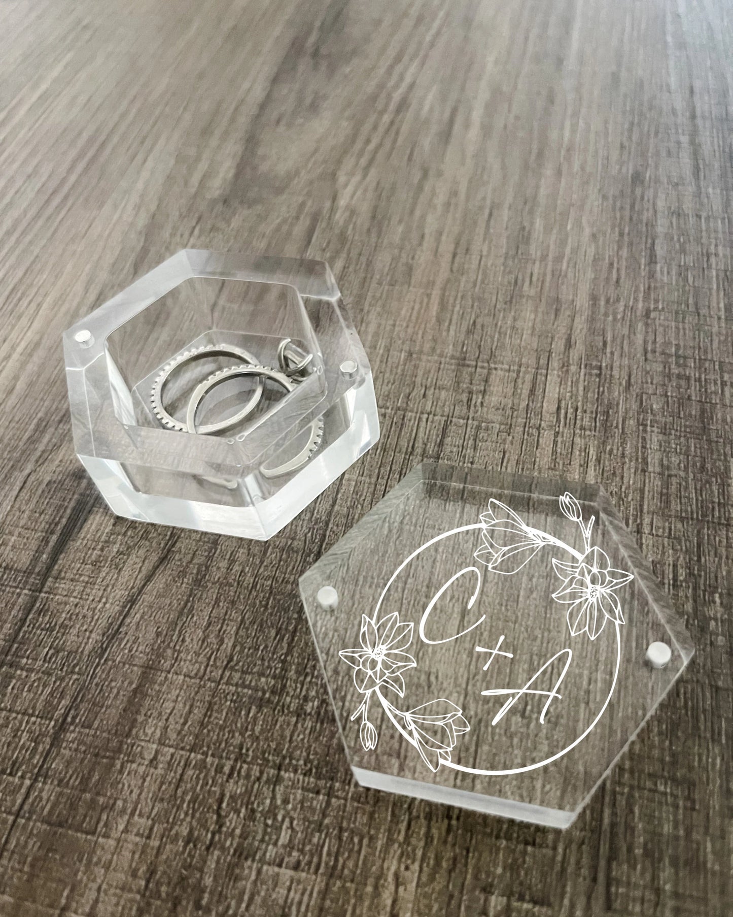 Clear Acrylic Wedding Ring Gift Box, Custom Engagement Keepsake