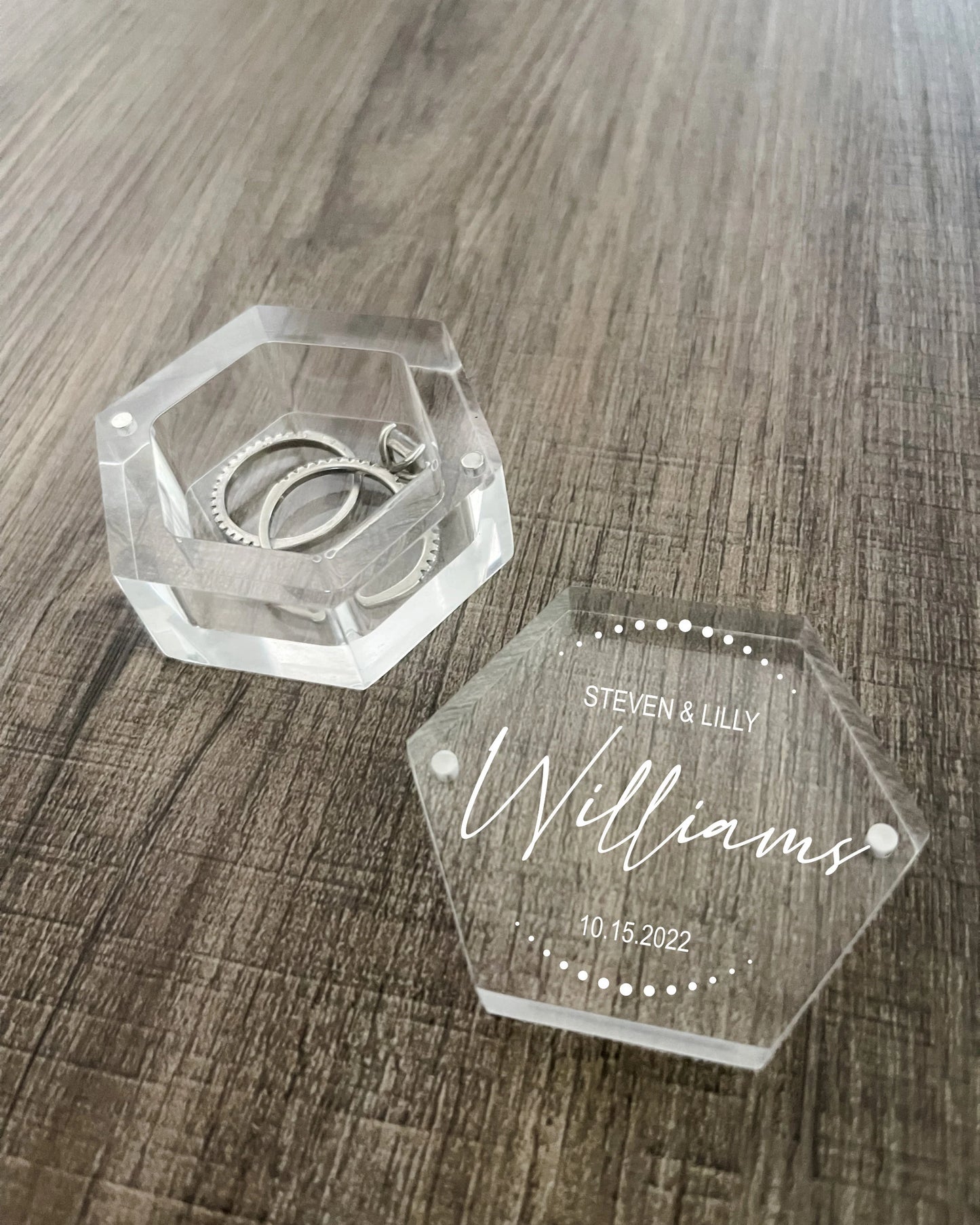 Clear Acrylic Wedding Ring Gift Box, Custom Engagement Keepsake