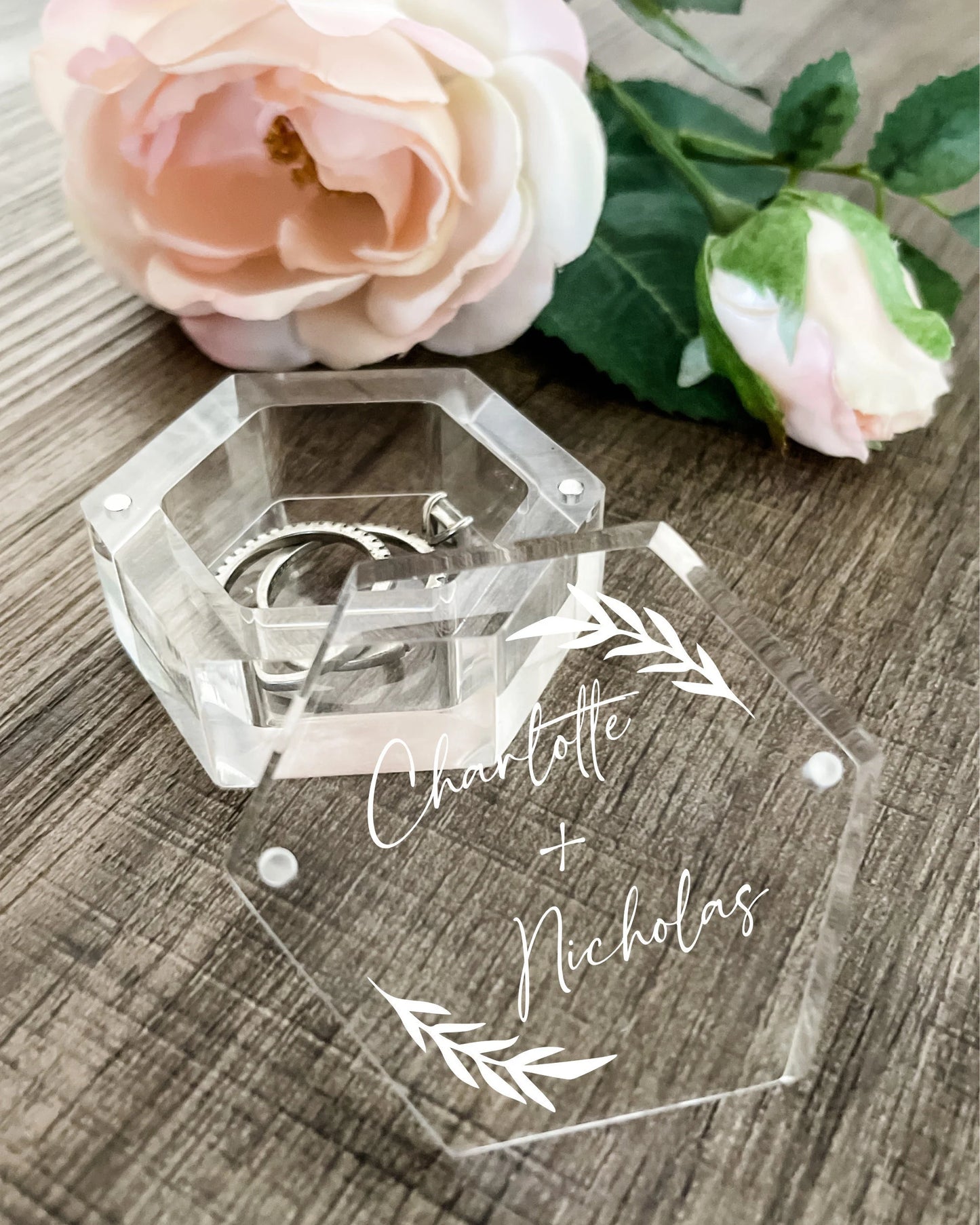 Clear Acrylic Wedding Ring Gift Box, Custom Engagement Keepsake