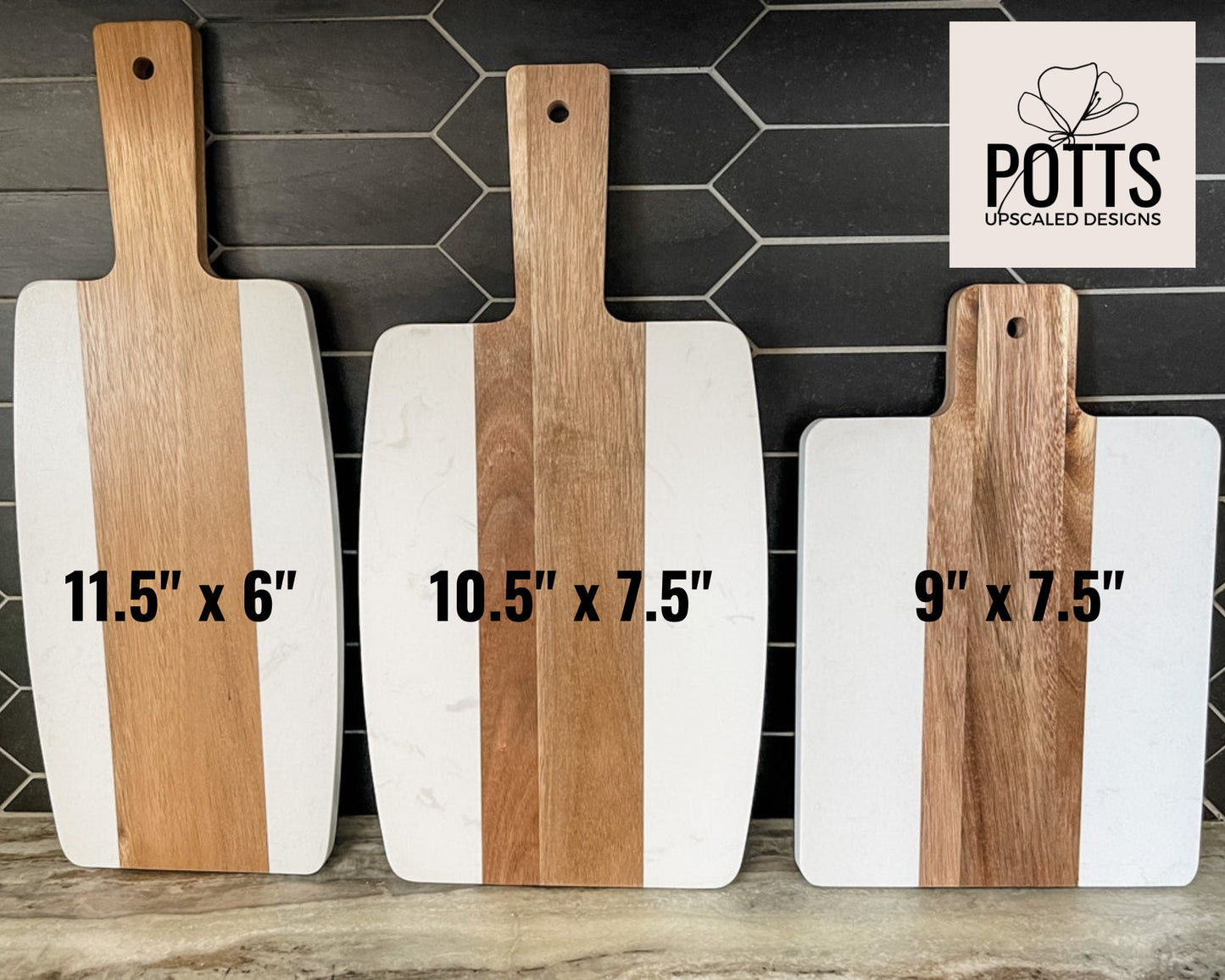 Personalized Cutting Board, Wedding Gift, Engraved Serving Board with Handle, Acacia Wood & White Marble, Bridal Shower Gift, Christmas Gift