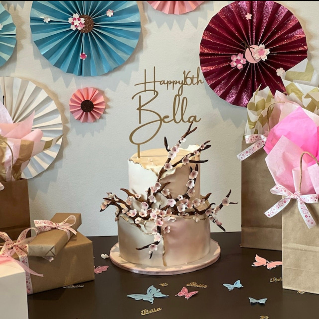 Happy 18th Birthday Cake Topper: Personalize Name and Year, Wood or Acrylic