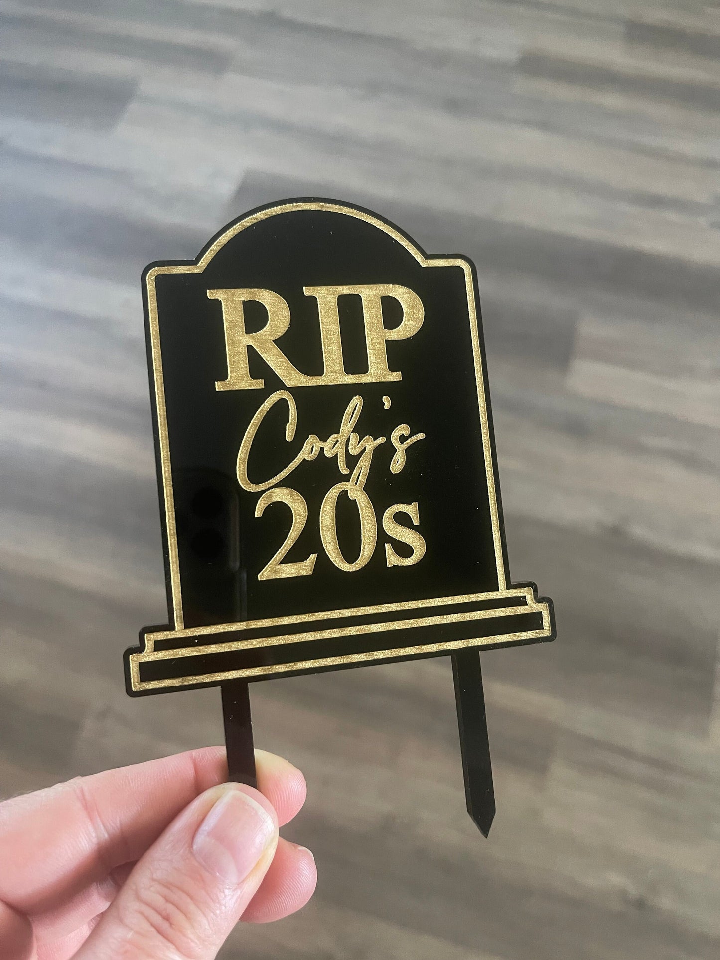 RIP 20s Tombstone Birthday Cake Topper, Funny Birthday Decoration, 30s, 40s, 50s