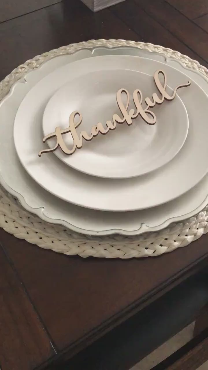 Thanksgiving Decor, Thankful Place Card, Grateful Blessed Gather, Fall Table Decoration, Holiday Plate Ornament, Farmhouse Decor