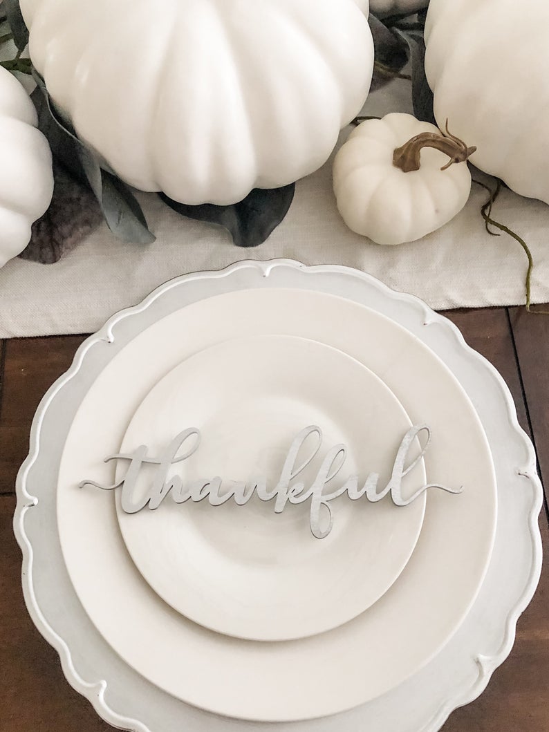 Thanksgiving Place Cards Table Decor - Thankful, Grateful, Blessed and Gather