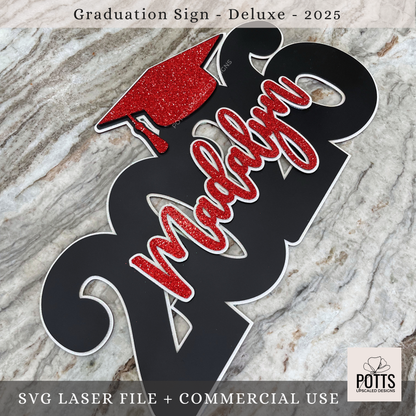 2025 or 2026 Graduation Deluxe Sign SVG – Laser Cut File | Digital Download Only