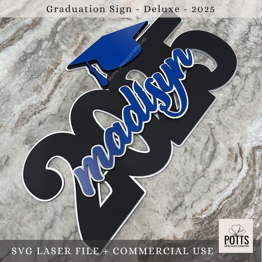 2025 or 2026 Graduation Deluxe Sign SVG – Laser Cut File | Digital Download Only