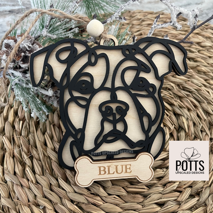 Personalized Dog Christmas Ornament – Line Art Design