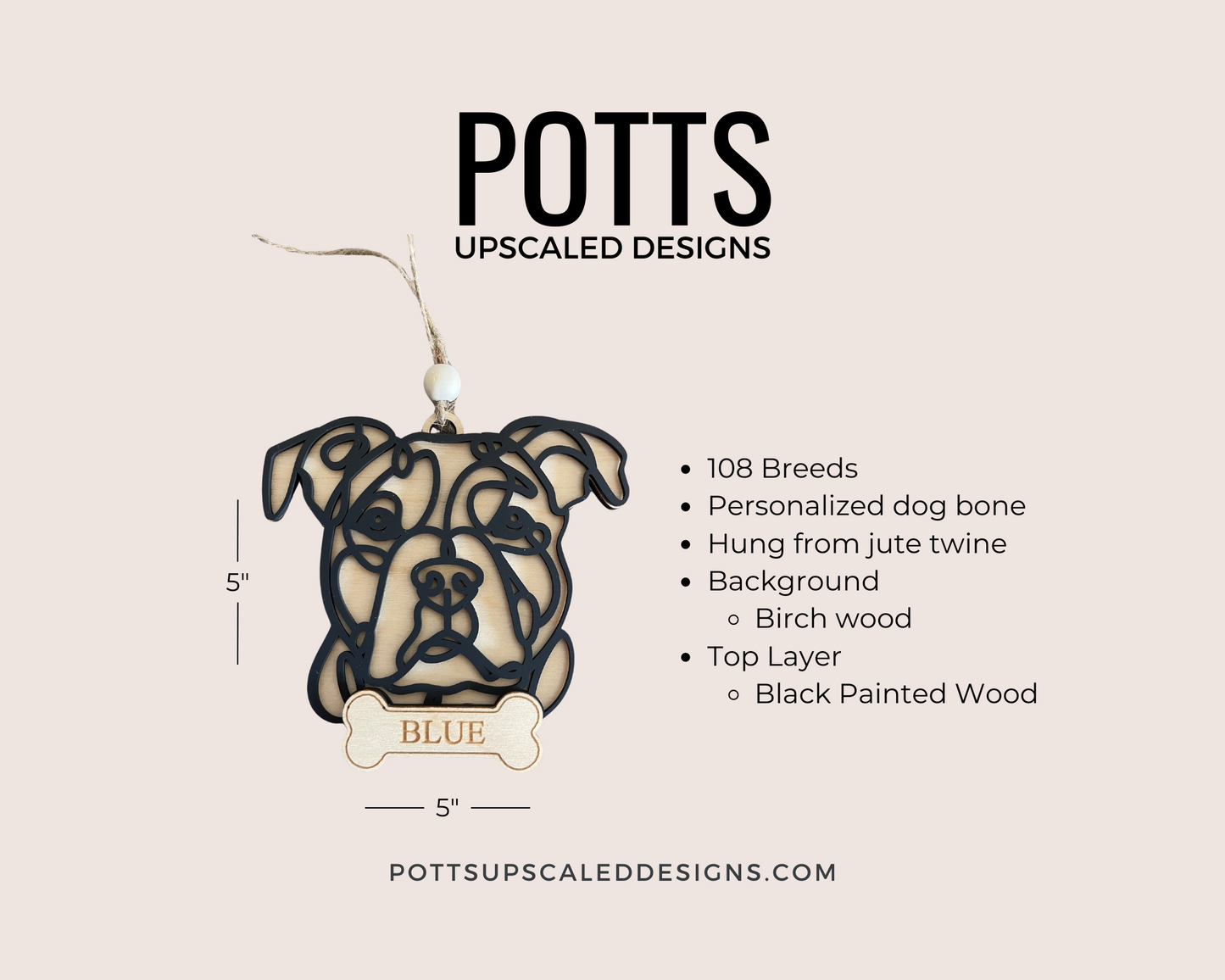 Personalized Dog Christmas Ornament – Line Art Design