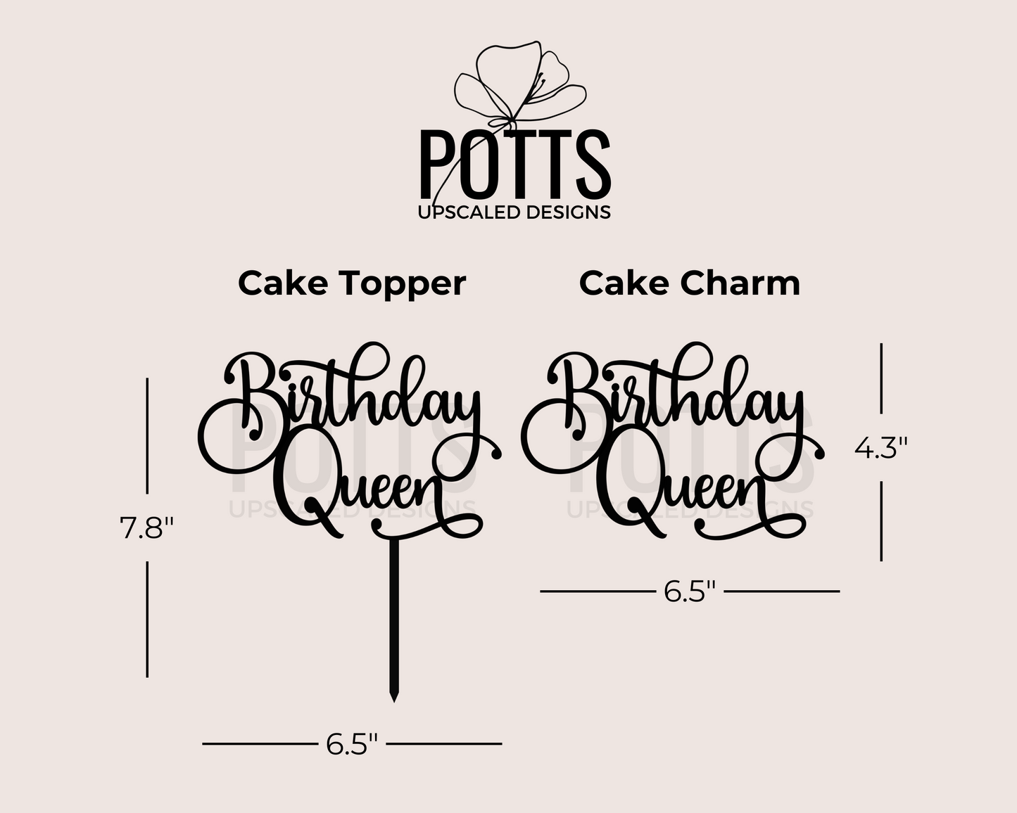 Birthday Queen Cake Topper or Charm for Her Birthday Party Cake