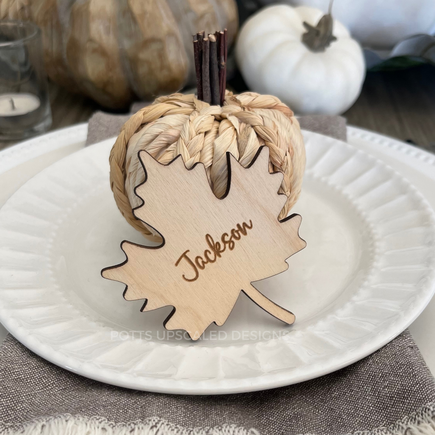 Personalized Fall Leaf Place Cards – Autumn Table Decor for Thanksgiving, Weddings & Events