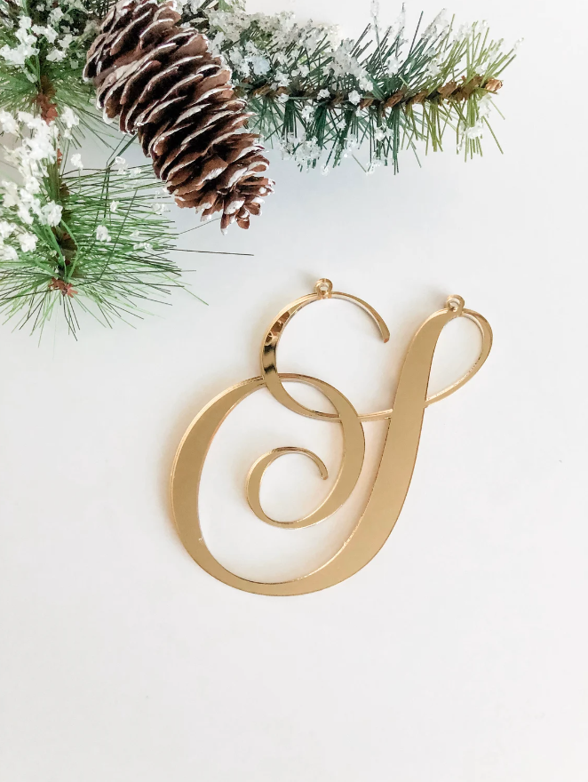 Cursive Letter Ornaments for Christmas stockings