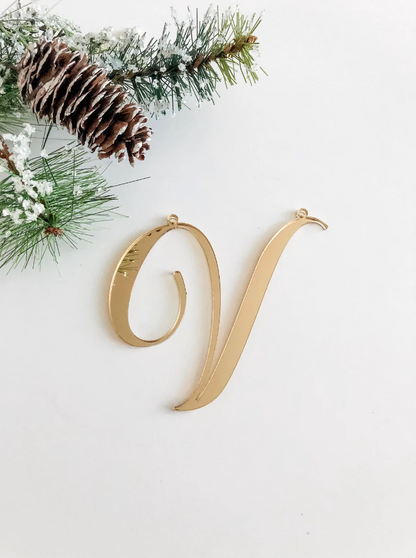 Gold Mirror Acrylic Cursive Letter Ornament for Christmas Stockings