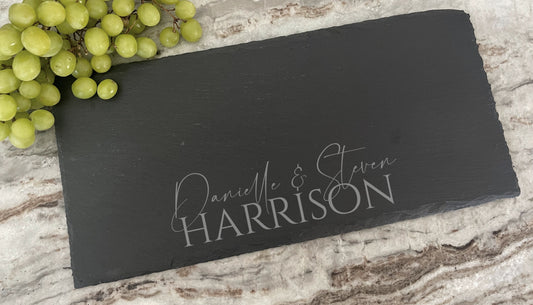 Engraved Slate Serving Board Tray, Personalized for Housewarming or Wedding Gift