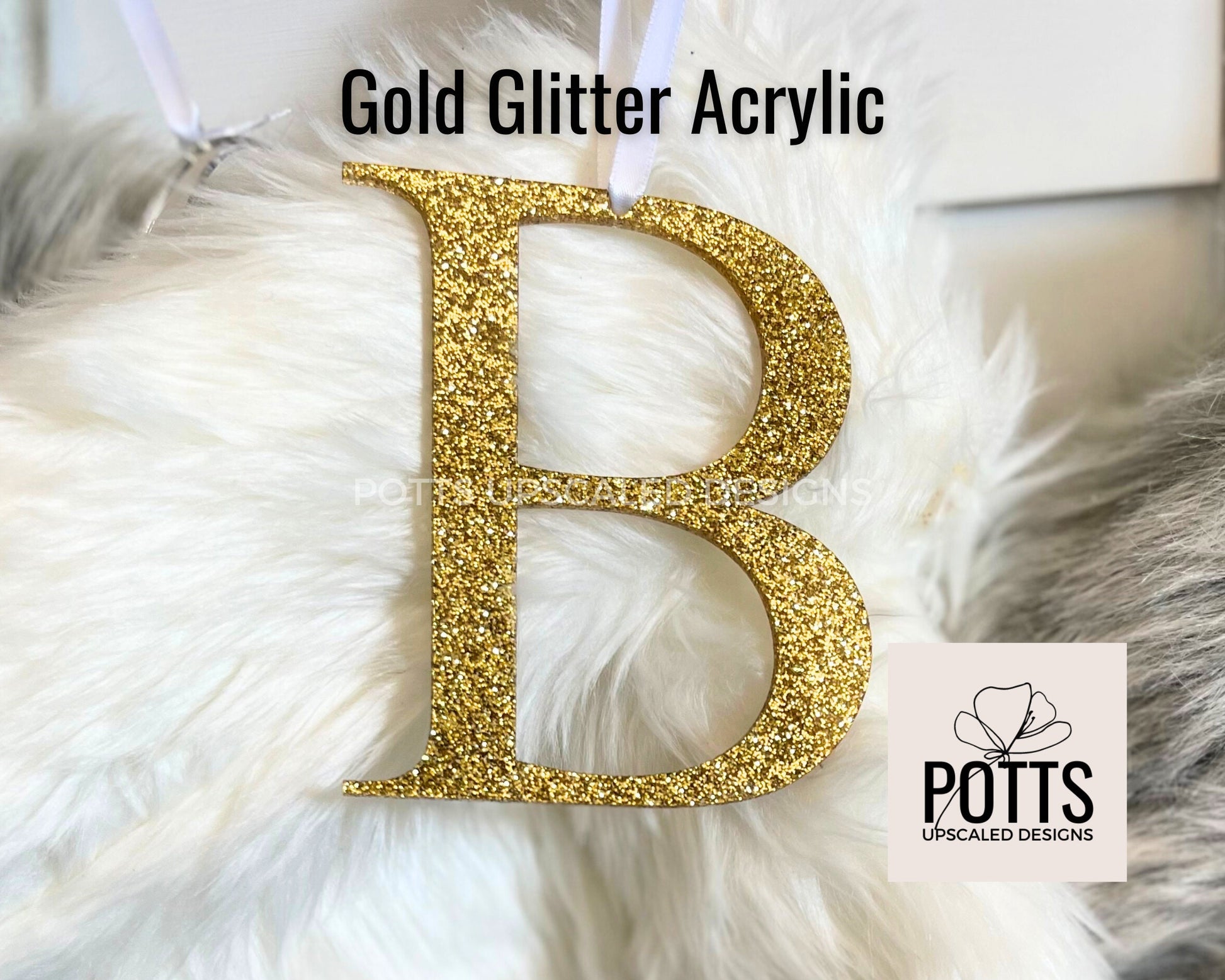 4" Christmas Stocking Letter Ornament, Mirror Gold, Large Name Initial, Holiday Decor, Silver Name Gift Tag, Xmas Tree, Cursive or Block