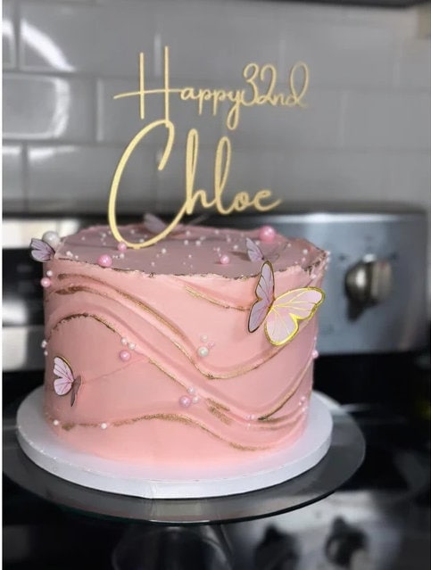 Happy 18th Birthday Cake Topper: Personalize Name and Year, Wood or Acrylic