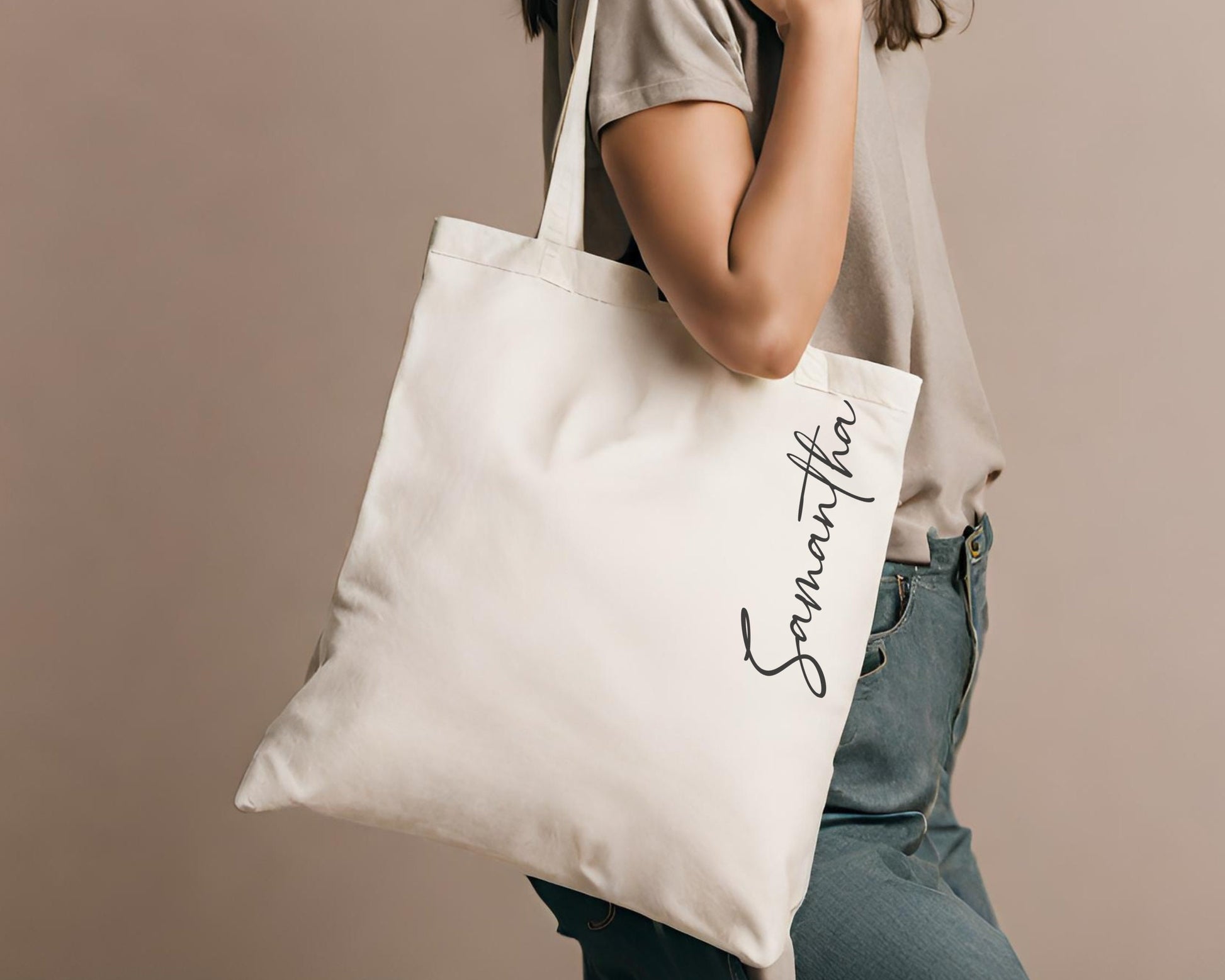 Personalized Canvas Tote Bag, Custom Gift for Her, Bridal Party Swag Bag for Bridesmaid or Girls Trip, Cosmetic Zipper Pouch Bundle
