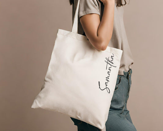 Personalized Canvas Tote Bag, Custom Gift for Her, Bridal Party Swag Bag for Bridesmaid or Girls Trip, Cosmetic Zipper Pouch Bundle