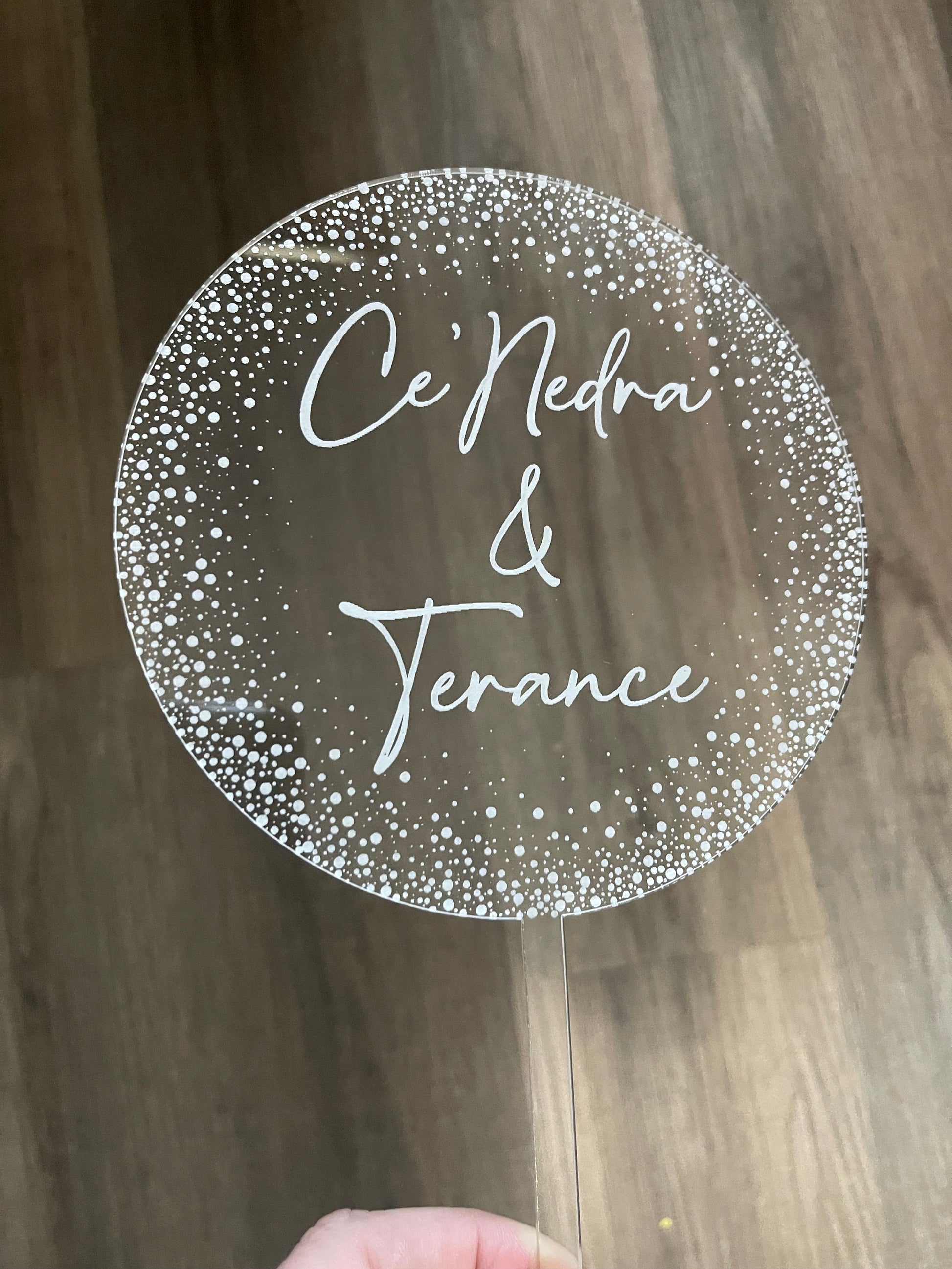 Personalized Cake Topper, Custom Cake Topper, Engraved Clear Acrylic, Wedding Gift Keepsake, Anniversary Cake Topper, Bridal Gift