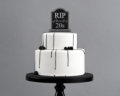 RIP 20s Tombstone Birthday Cake Topper, Funny Birthday Decoration, 30s, 40s, 50s
