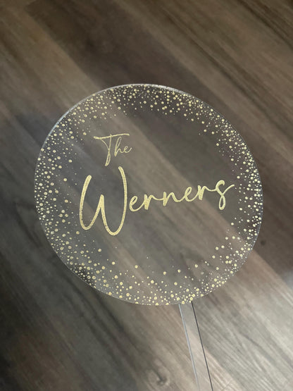 Personalized Cake Topper, Custom Cake Topper, Engraved Clear Acrylic, Wedding Gift Keepsake, Anniversary Cake Topper, Bridal Gift