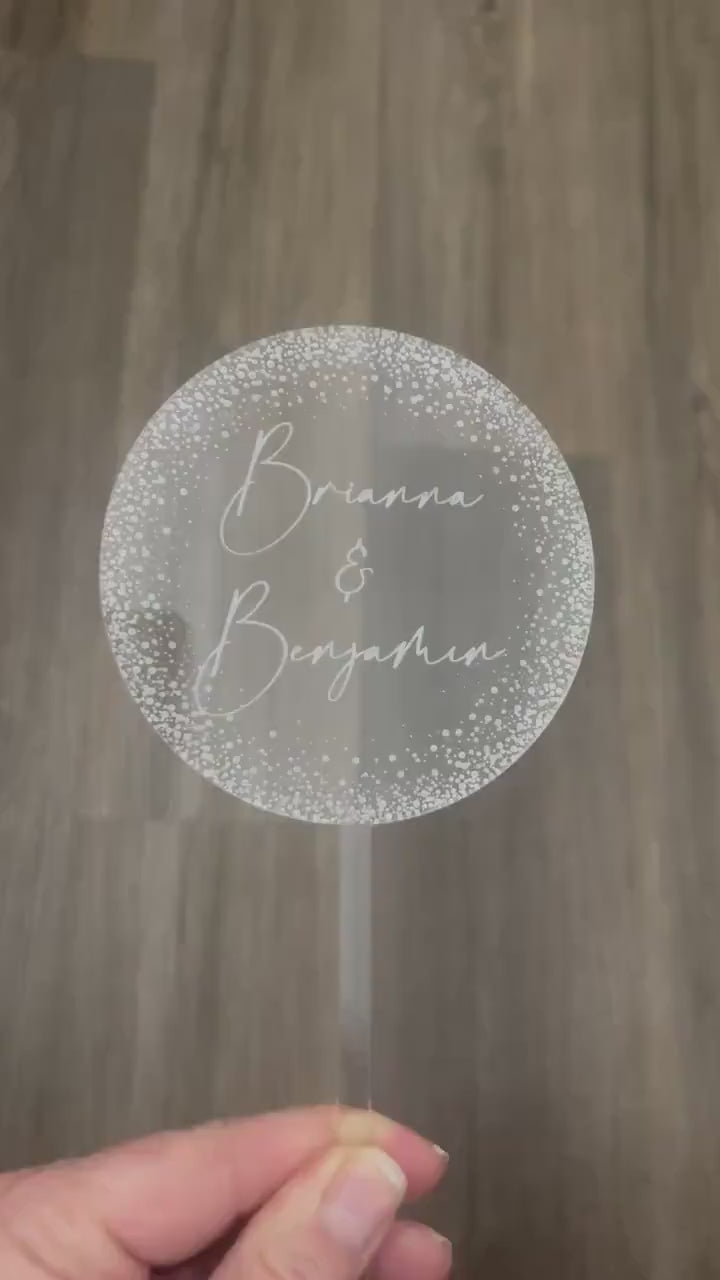 Personalized Cake Topper, Custom Cake Topper, Engraved Clear Acrylic, Wedding Gift Keepsake, Anniversary Cake Topper, Bridal Gift