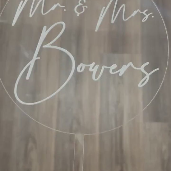 Custom Cake Topper, Mr and Mrs, Engraved Acrylic, Wedding Cake Topper, Personalized Last Name, Modern Wedding