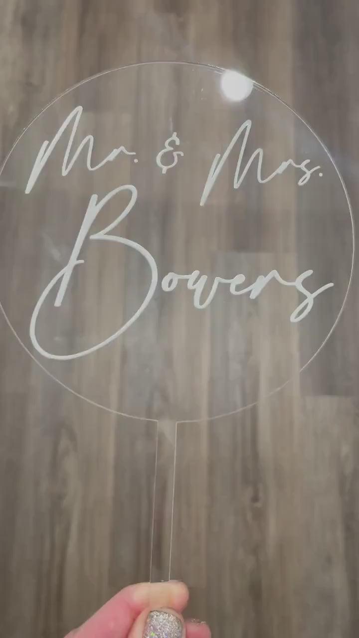 Custom Cake Topper, Mr and Mrs, Engraved Acrylic, Wedding Cake Topper, Personalized Last Name, Modern Wedding