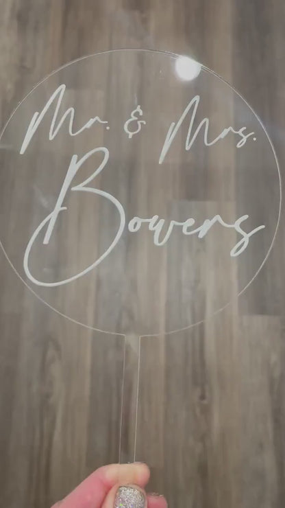 Custom Cake Topper, Mr and Mrs, Engraved Acrylic, Wedding Cake Topper, Personalized Last Name, Modern Wedding