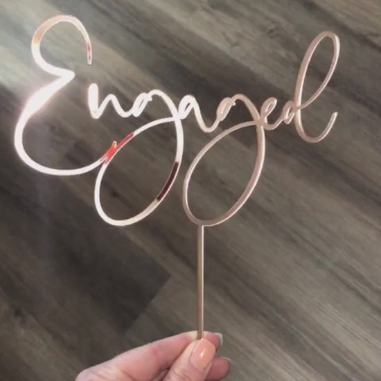 Engaged Cake Topper: Acrylic or Wood Engagement Party Decor