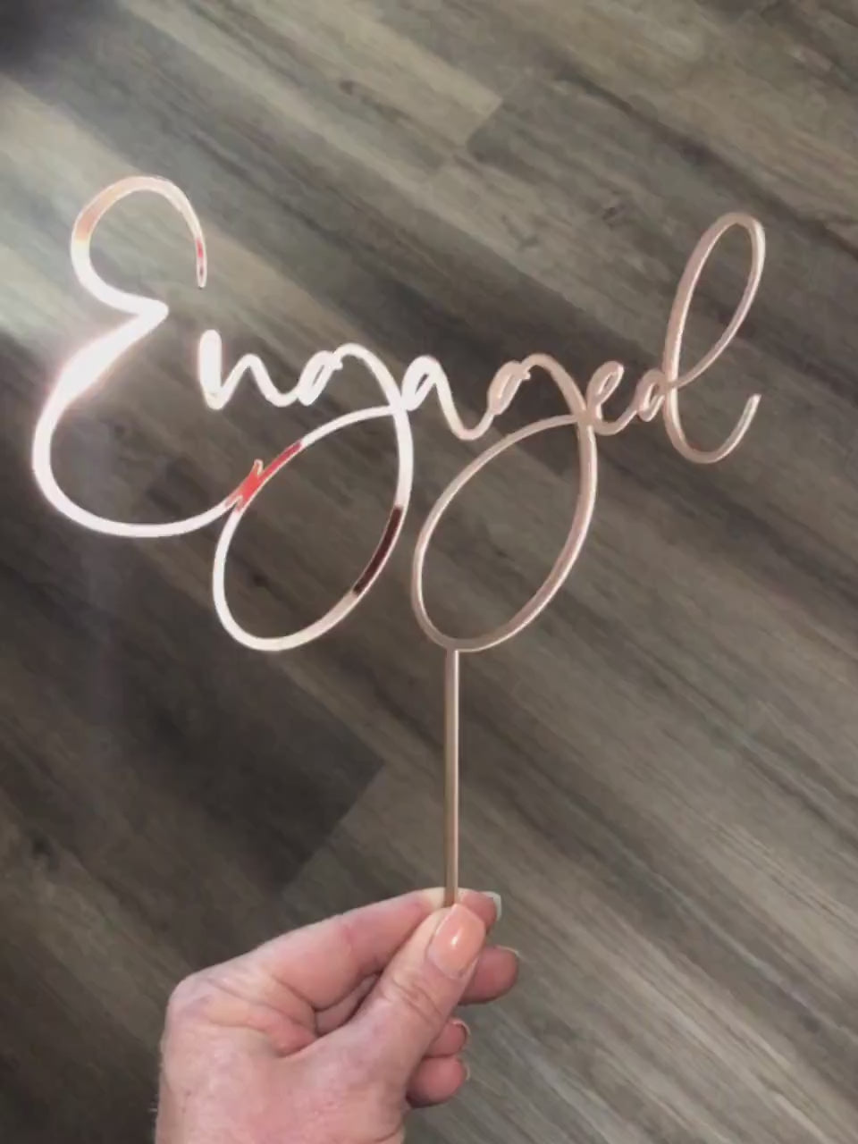 Engaged Cake Topper: Acrylic or Wood Engagement Party Decor