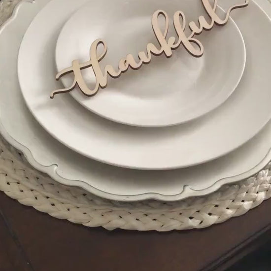 Thanksgiving Decor, Thankful Place Card, Grateful Blessed Gather, Fall Table Decoration, Holiday Plate Ornament, Farmhouse Decor