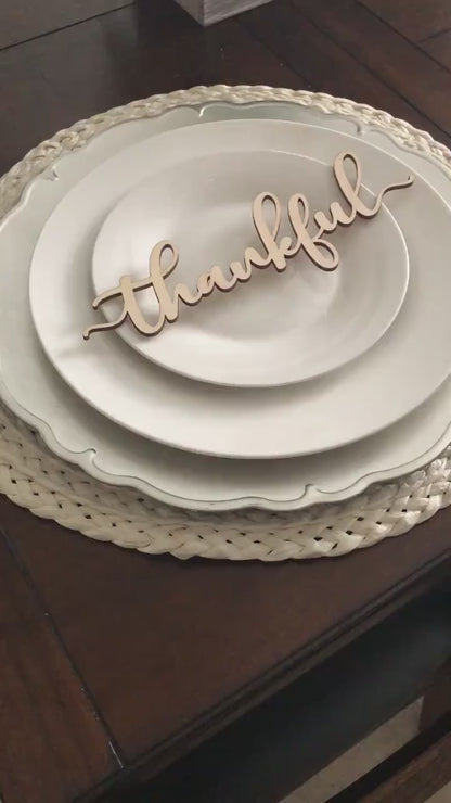 Thanksgiving Decor, Thankful Place Card, Grateful Blessed Gather, Fall Table Decoration, Holiday Plate Ornament, Farmhouse Decor
